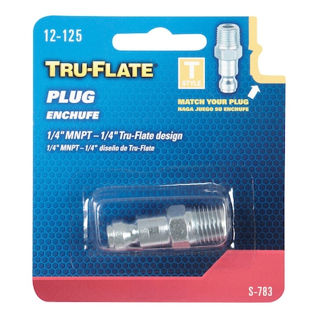 Tru-Flate Tru-Flate Steel Air Plug 1/4 in. Male 1 pc 12125